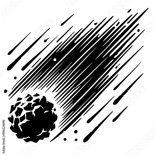 Falling meteor silhouette