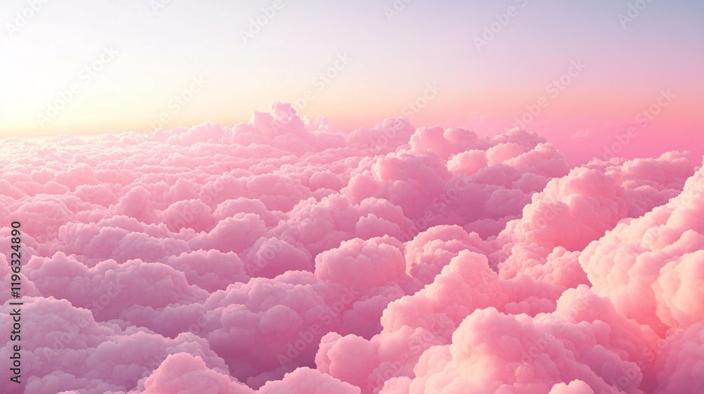 Fototapeta premium Delicate pink clouds at sunset bathe the sky in warm hues, offering a serene backdrop perfect for artistic projects.