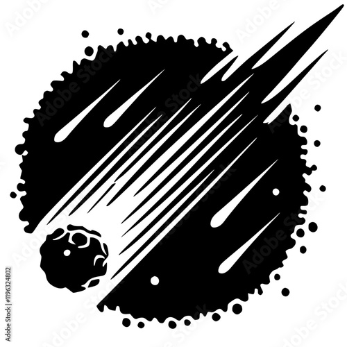 Falling meteor silhouette