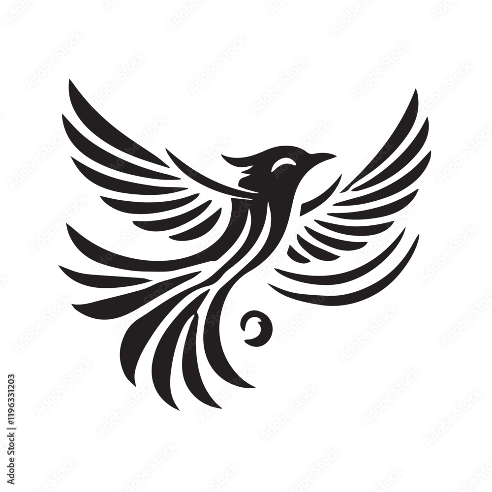 Fototapeta premium Silhouette of a bird in flight, perfect for logo design or branding.