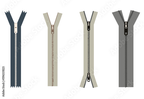 Explore the Diverse World of Zipper Fasteners: Vector Illustrations for Fashion Designers and Tailors