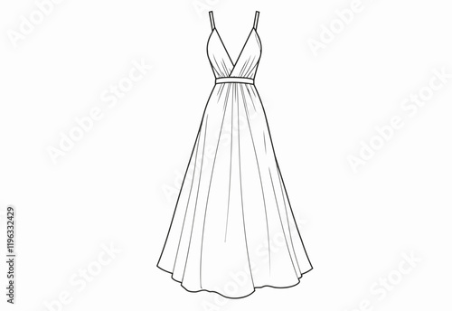Trendy Sleeveless Strappy Dress with V-Neckline and Flared A-Line Design - Perfect for Spring and Summer Fashion Collections