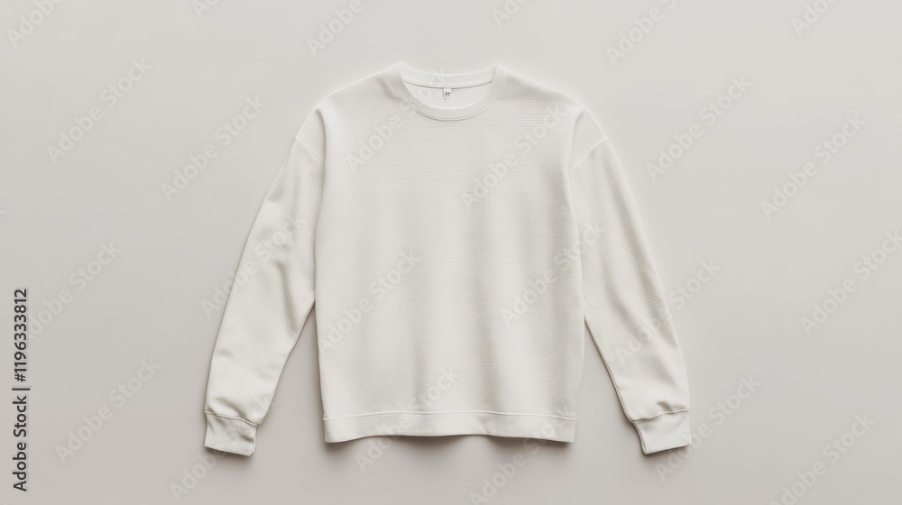 Fototapeta premium 33.A white long sleeve t-shirt mockup shown in a clean, front-and-back view on a neutral background, emphasizing its simplicity and smooth lines. The shirt serves as a blank canvas for creative
