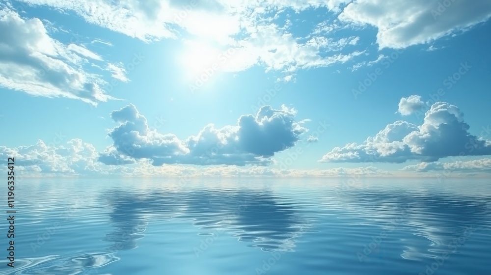 Obraz premium An artistic representation of the color blue with soft, shy elements like water and clouds. 