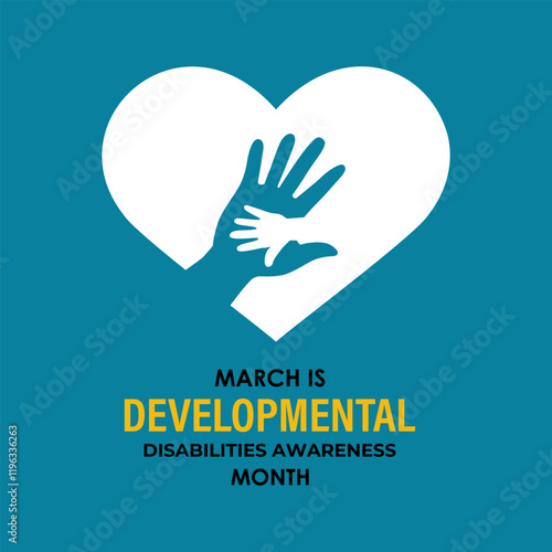 Developmental Disabilities awareness month is observed every year in March. increase awareness about the needs and potential of individuals with developmental disabilities. Banner poster background.