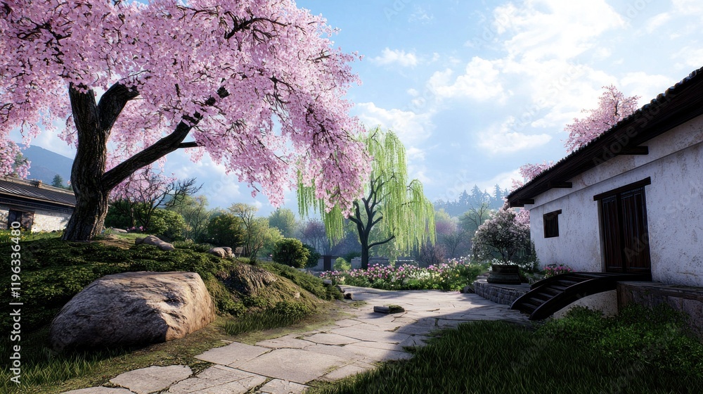 Peaceful Cherry Blossom Garden Peaceful Cherry Blossom Garden