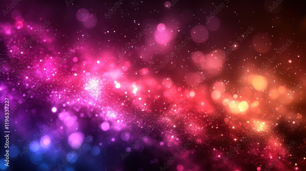 Obraz premium Vibrant Cosmic Nebula with Bokeh Effect - Abstract Background for Creative Design