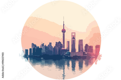 country skyline at sunset _ vector EPS 10