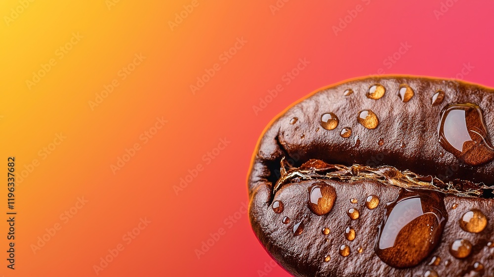 Coffee Bean Macro: Water Droplets Coffee Bean Macro: Water Droplets