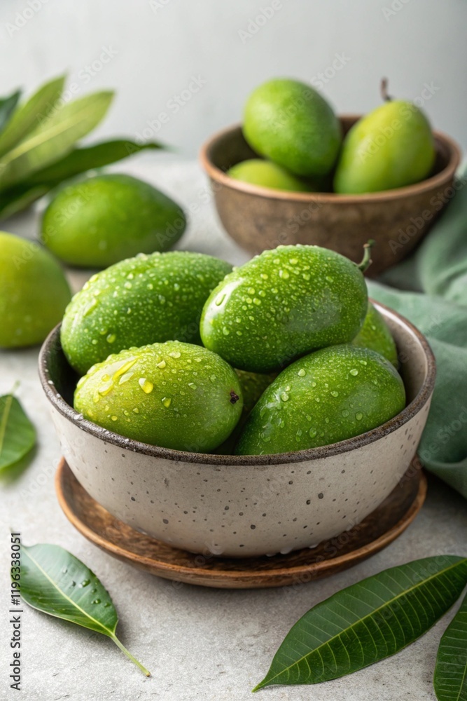 A bowl full of freshly washed green mango A bowl full of freshly washed green mango