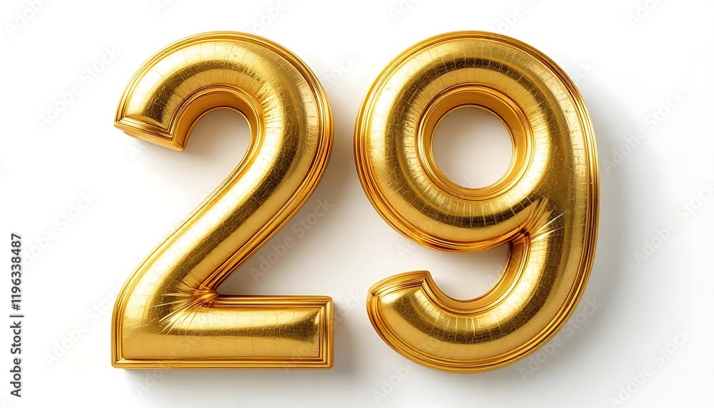Gold Number Balloons Twenty Nine White Background Festive Design Gold Number Balloons Twenty Nine White Background Festive Design