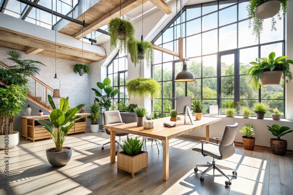 Modern minimalist office: architectural photography captures a clean, efficient workspace. Modern minimalist office: architectural photography captures a clean, efficient workspace.