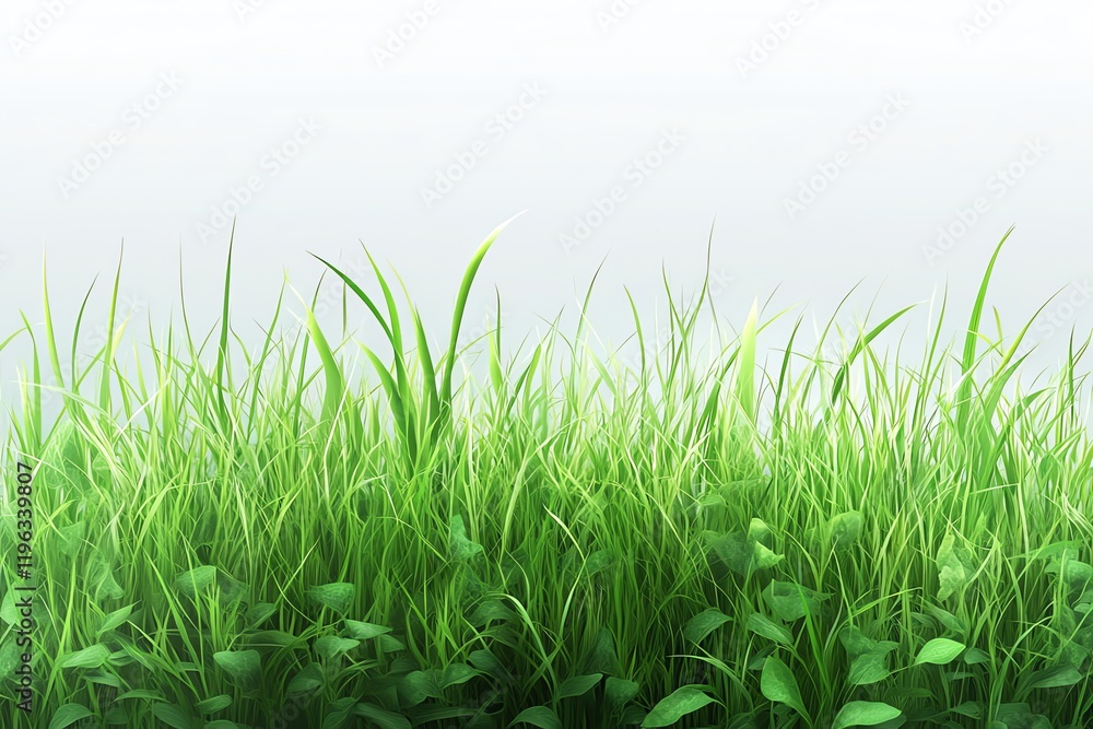 Obraz premium Lush green grass with a bright background, ideal for nature-themed designs.