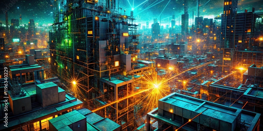 Quantum data reveals hidden urban structures, a plexus of light forming breathtaking photographs. Quantum data reveals hidden urban structures, a plexus of light forming breathtaking photographs.