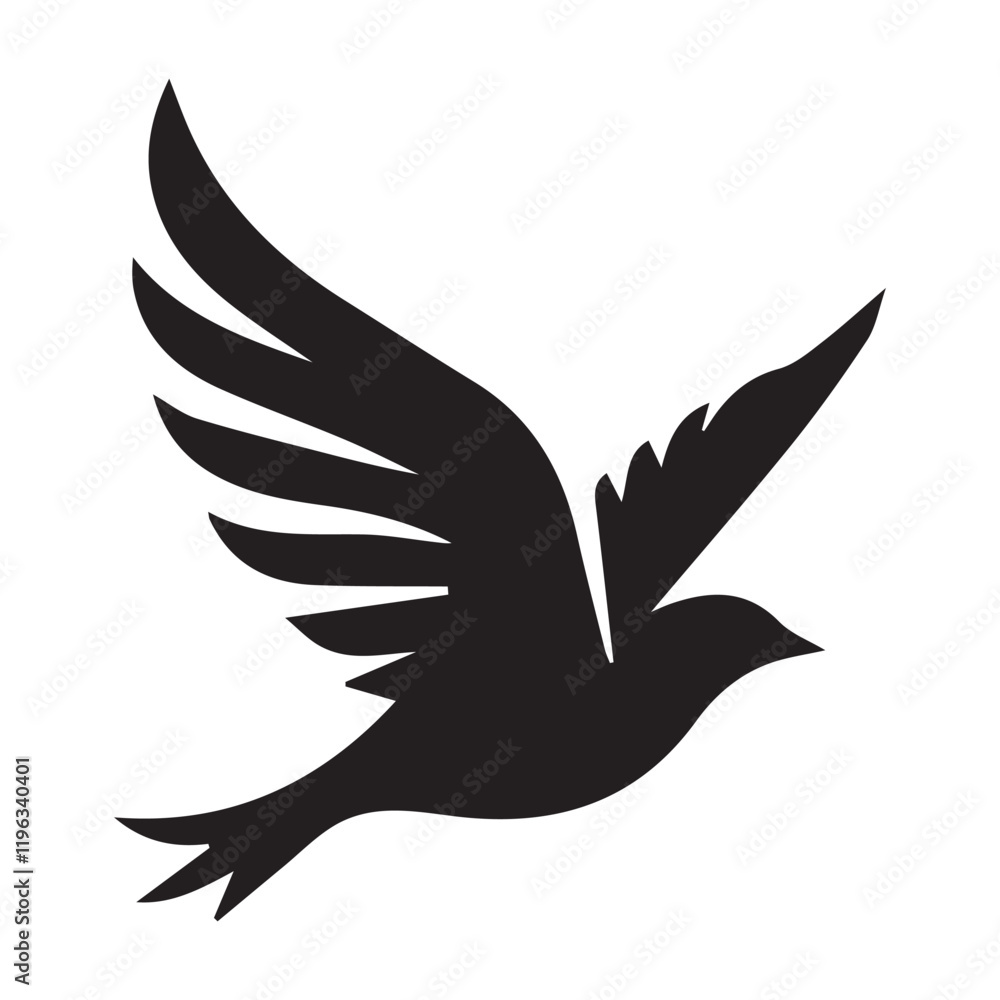 Silhouette of a bird in flight, perfect for logo design or branding. Silhouette of a bird in flight, perfect for logo design or branding.