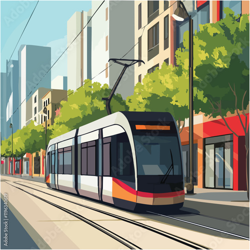 tram in the city _ vector EPS 10