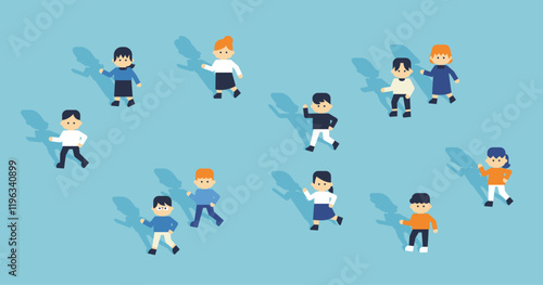 シンプルなキャラクターアイコンセット｜フラットデザインのビジネス・教育用イラスト