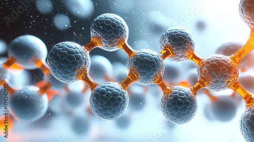 An abstract representation of chemosynthesis, with glowing chemical reactions. photo