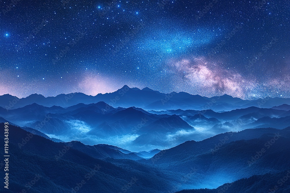 Majestic Milky Way Galaxy Arching Over Serene Mountain Peaks at Night sky view dark stars space image Majestic Milky Way Galaxy Arching Over Serene Mountain Peaks at Night sky view dark stars space image