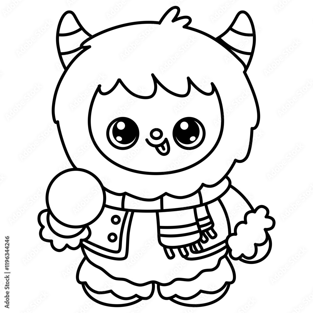 cute kawaii Yeti outline cartoon doodle illustration cute kawaii Yeti outline cartoon doodle illustration