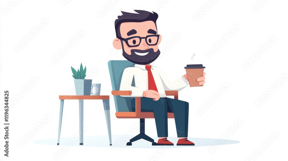 Man taking coffee break at his desk, moment of peaceful refreshment during work Man taking coffee break at his desk, moment of peaceful refreshment during work