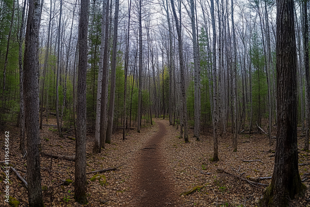 A breathtakingly beautiful view of a vast forest, towering trees with scattered leaves and delicate, branching limbs, stretching all the way to the far horizon. A breathtakingly beautiful view of a vast forest, towering trees with scattered leaves and delicate, branching limbs, stretching all the way to the far horizon.