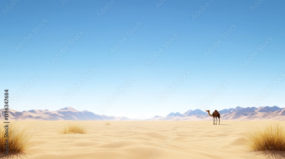 Camel in a vast desert landscape Camel in a vast desert landscape