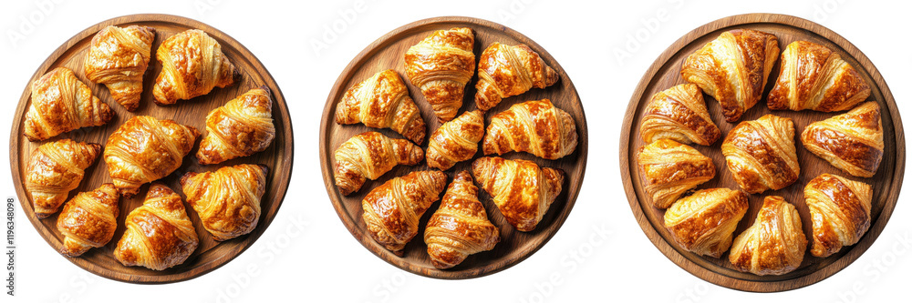 A Set of Golden and Crispy Freshly Baked Croissants for Culinary Display Isolated on Transparent Background A Set of Golden and Crispy Freshly Baked Croissants for Culinary Display Isolated on Transparent Background