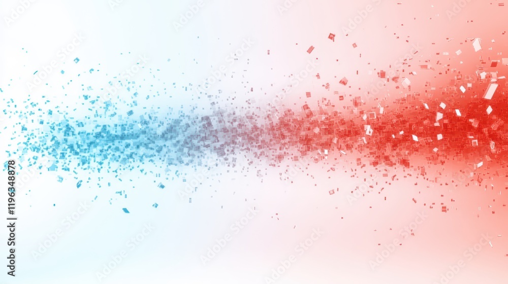 Fototapeta premium Shattered glass abstract, striking visual of red and blue shards on textured background
