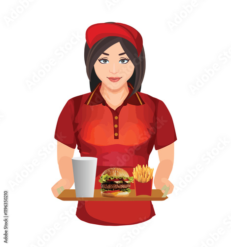 woman work at store icon art design vector