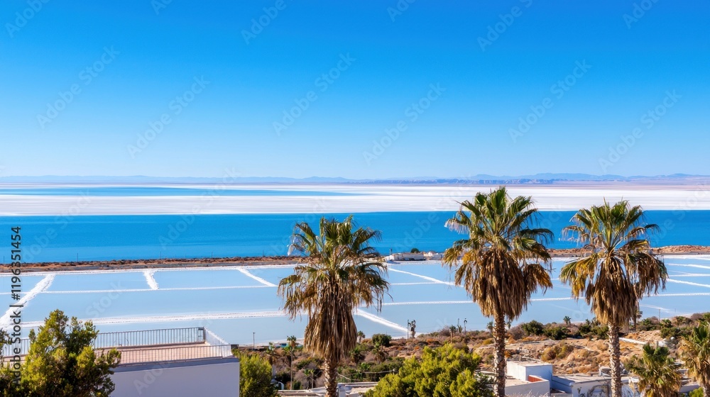 Vast Salt Flats and Palm Trees Vast Salt Flats and Palm Trees