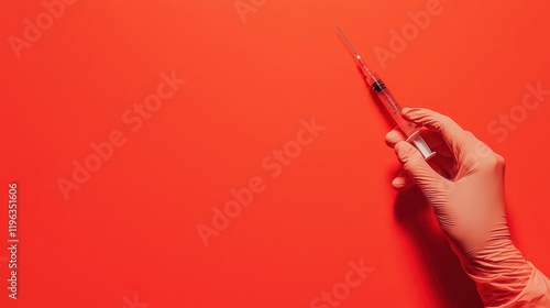 Gloved hands holding a sterile syringe, medical safety concept, 3D illustration photo