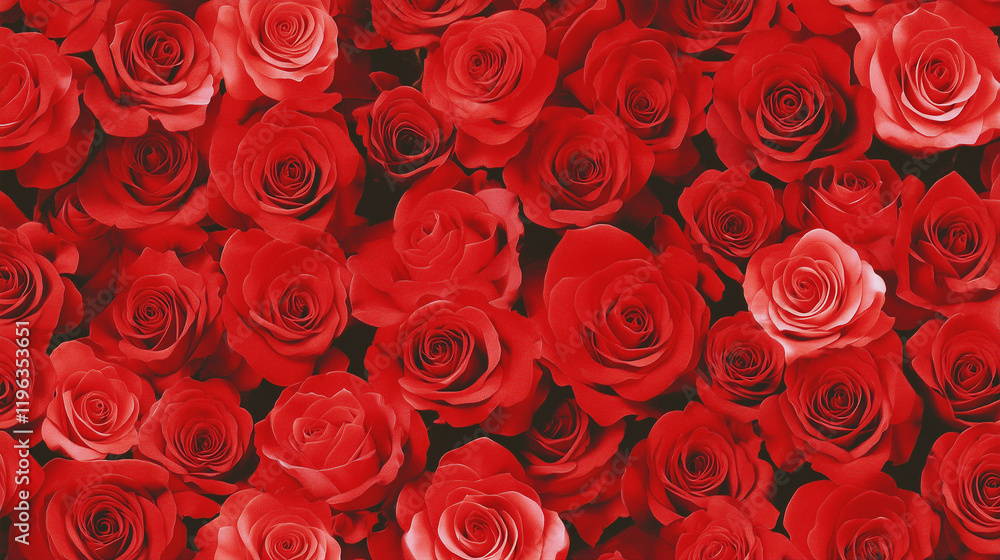 A close-up of red roses, forming an abstract background. The roses should be arranged in a bouquet-like pattern with each rose facing the camera directly from above. Valentine day A close-up of red roses, forming an abstract background. The roses should be arranged in a bouquet-like pattern with each rose facing the camera directly from above. Valentine day