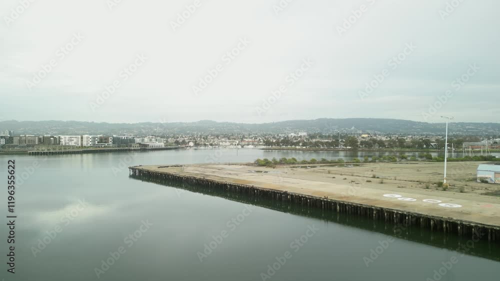 An ascending Drone shot of Mariner Square in Alameda, California United States. An ascending Drone shot of Mariner Square in Alameda, California United States.