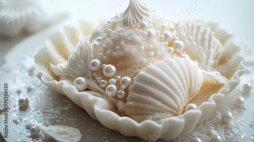 Obraz na płótnie A seashell cake with pearllike sugar decorations w salonie