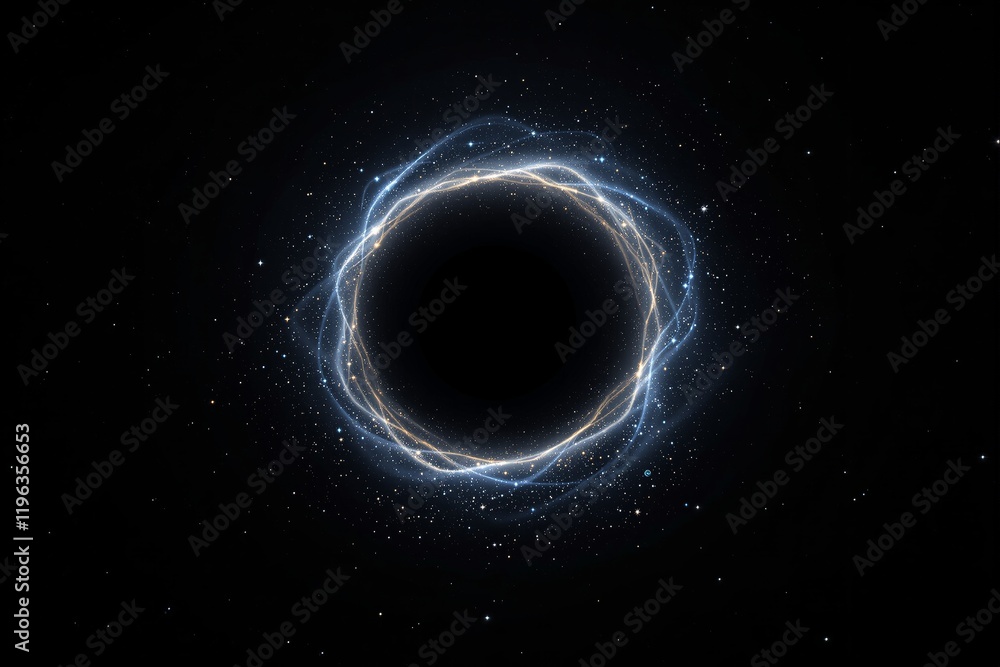 Fototapeta premium Abstract glowing circular cosmic design with stars in space.
