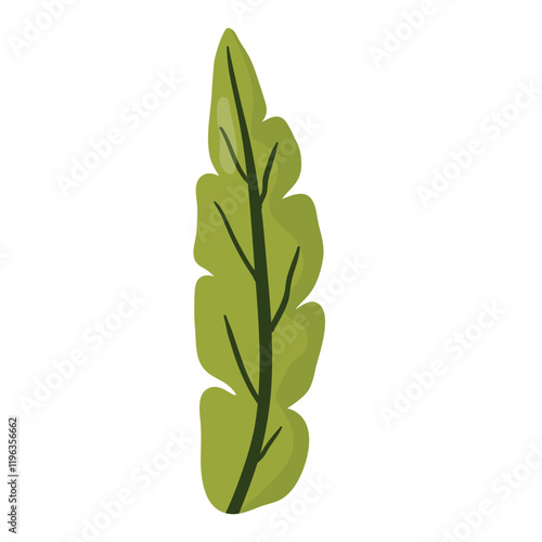Natural green leaf illustration with a smooth texture and detailed veins. Ideal for eco-friendly designs, botanical projects, and decorative elements