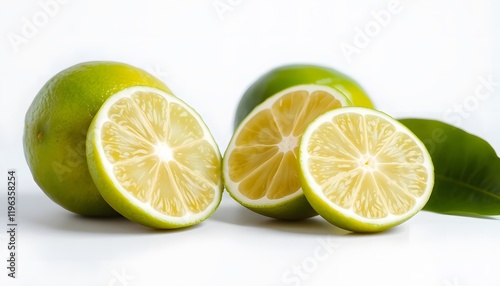 Sweet Lime or Citrus Limetta isolated with white background generated by Ai	