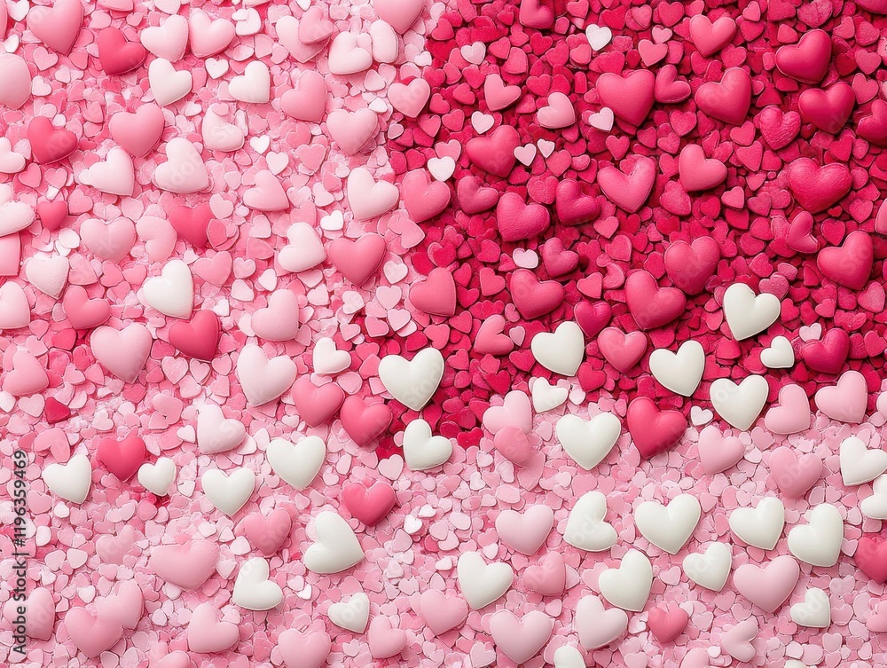 Obraz premium A Colorful Arrangement of Pink and Red Hearts on a Soft Background Ideal for Celebrating Love, Friendship, and Affection on Special Occasions and Events
