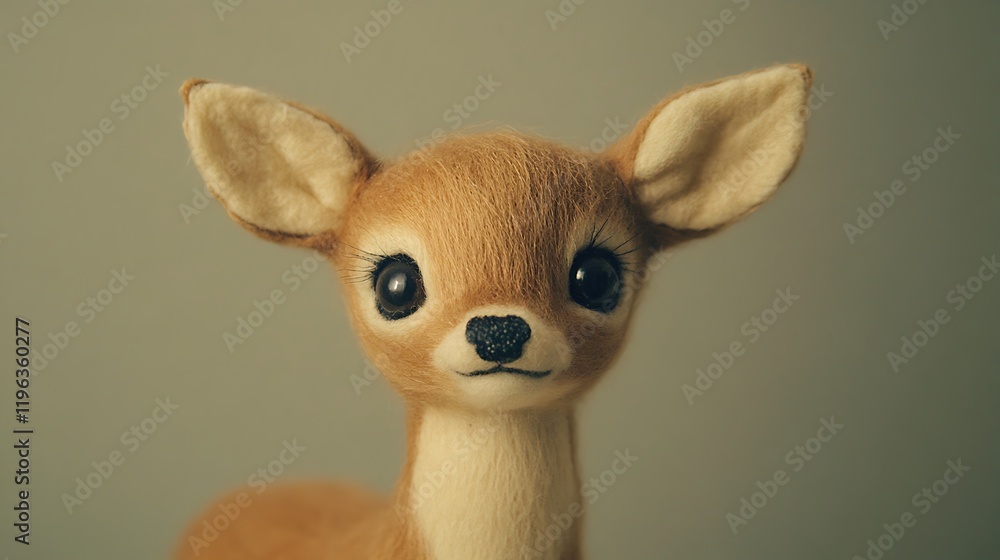 A soft plush deer with embroidered eyes