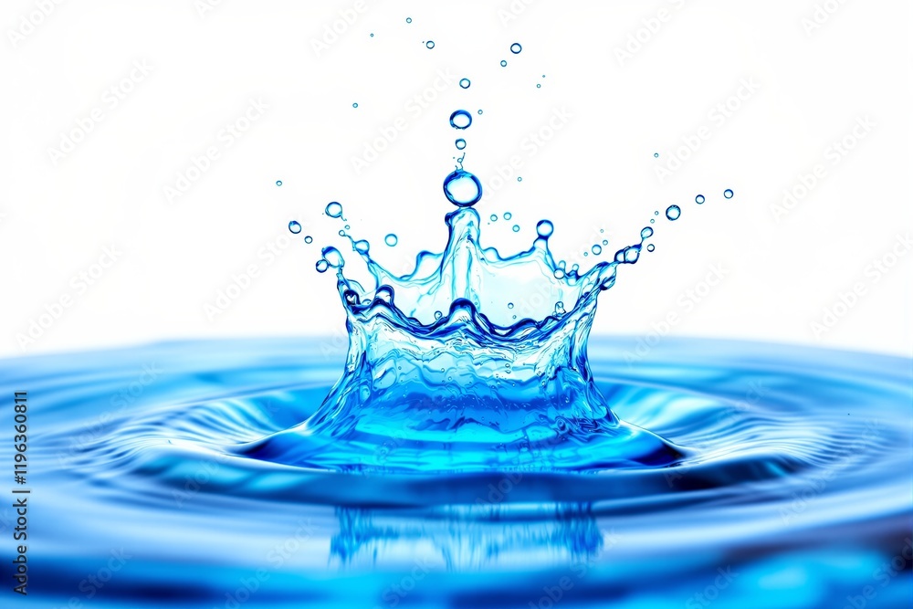 Abstract splash of blue water forming a crown on a white background. Abstract splash of blue water forming a crown on a white background.