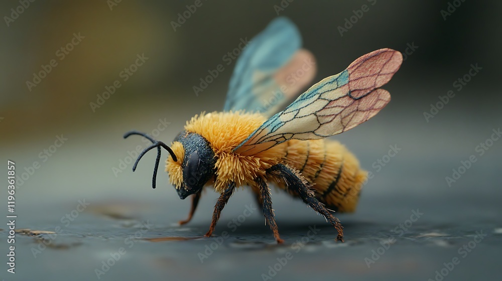 A tiny bee with fabric wings