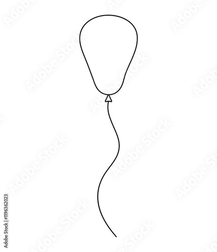 Simple outline of a balloon floating in the air, perfect for coloring and crafts projects