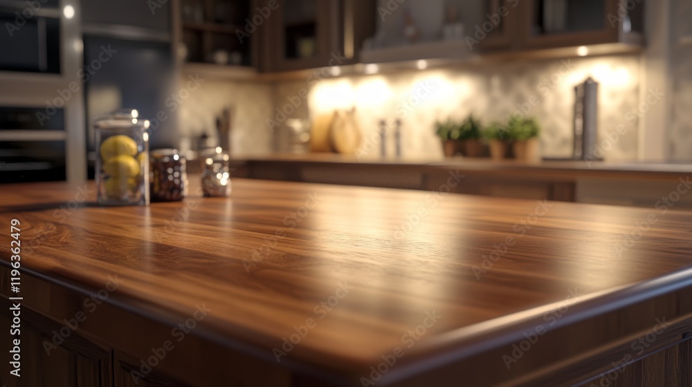 52.A wooden countertop with rich grain details at the center of a warm kitchen, complemented by soft lighting and subtle decorative elements in the background. 52.A wooden countertop with rich grain details at the center of a warm kitchen, complemented by soft lighting and subtle decorative elements in the background.