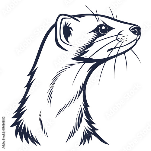 An elegant  Stoat aka Ermine head silhouette icon set against a clean white background photo