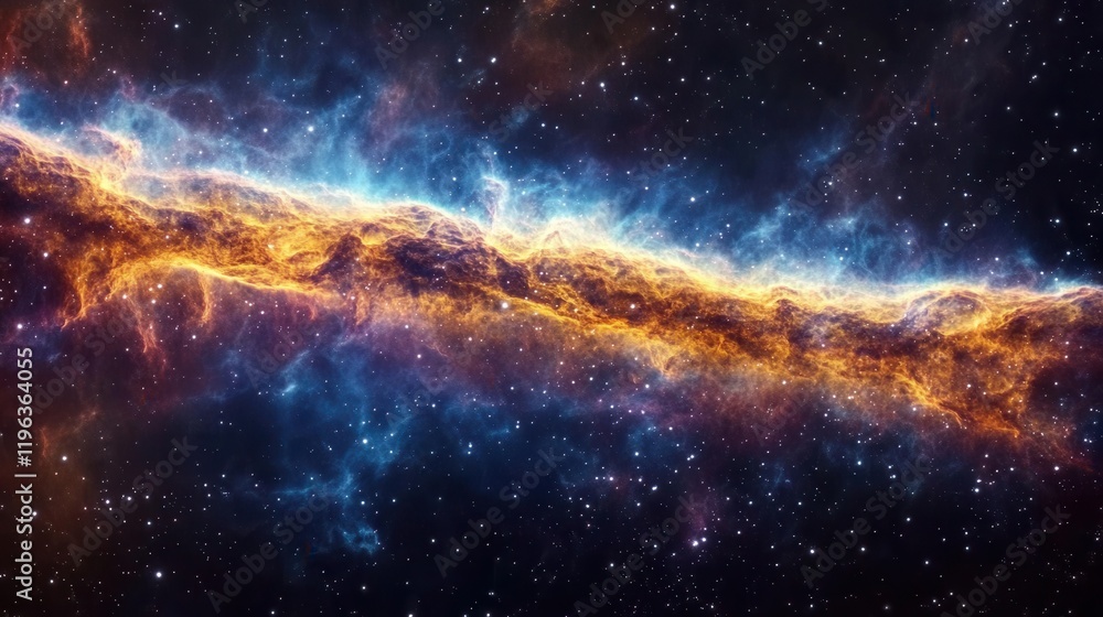 Naklejka premium Vibrant cosmic nebula swirling with colors, showcasing the beauty and mystery of deep space, a stunning celestial phenomenon