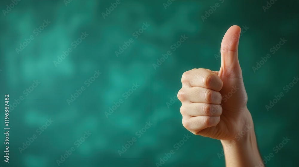 Person with thumbs up on green background, space for text, vibrant and engaging, ideal for positive messaging and promotions Person with thumbs up on green background, space for text, vibrant and engaging, ideal for positive messaging and promotions