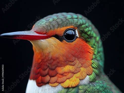 Close-up of a vibrant hummingbird. (1) photo