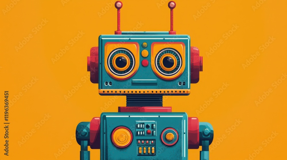 Fototapeta premium robot illustration retro, photography, antique, film, isolated, photo, black, object, equipment, white, photograph, classic, shutter, old-fashioned, photographic, obsolete, metal, flash, focus