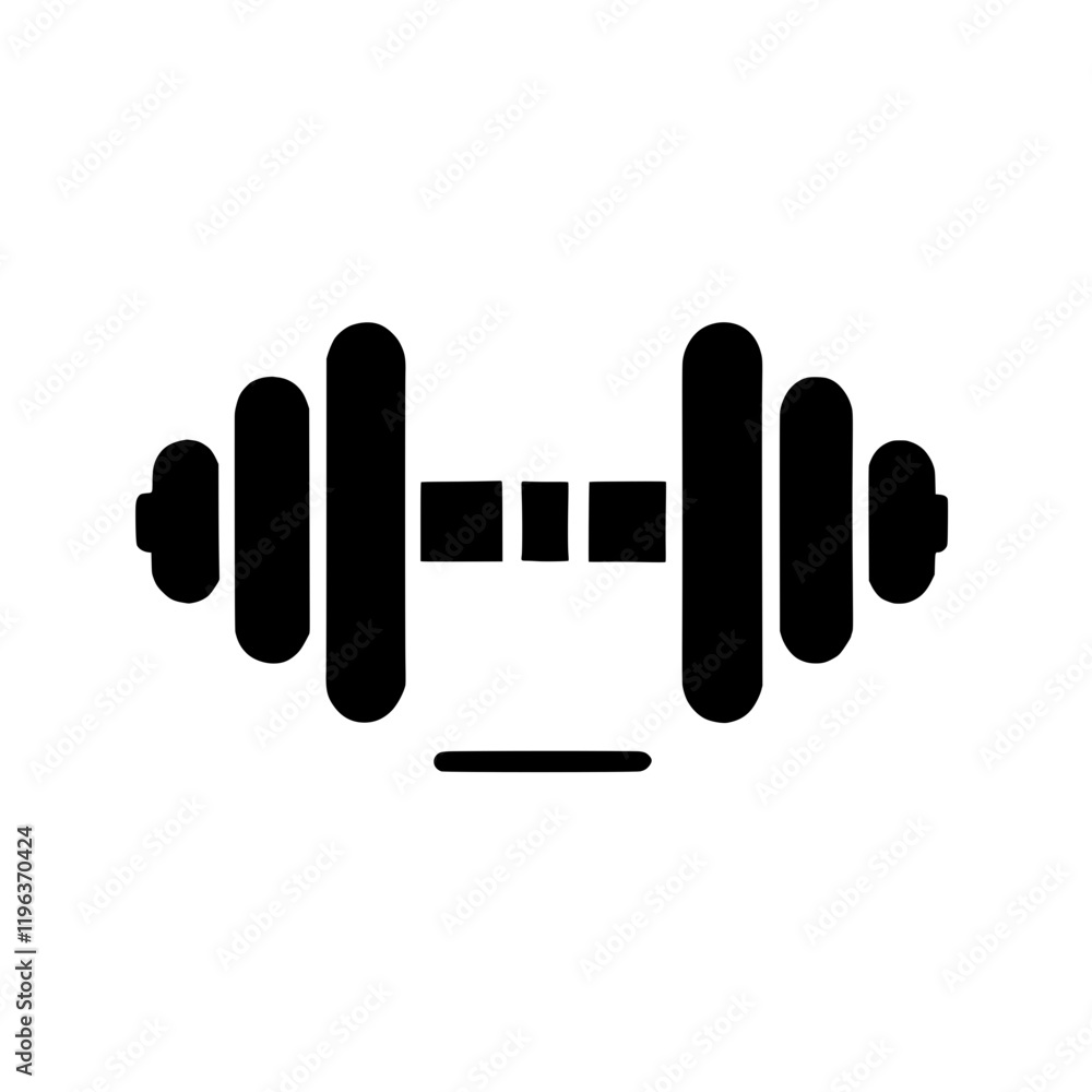 Obraz premium Dumbbell Icon: A simple yet powerful black silhouette of a dumbbell, perfect for fitness, gym, strength training, and workout related projects.&nbsp;